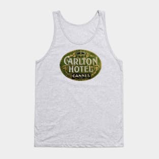 Carlton Hotel Cannes Vintage Luggage Label Tank Top